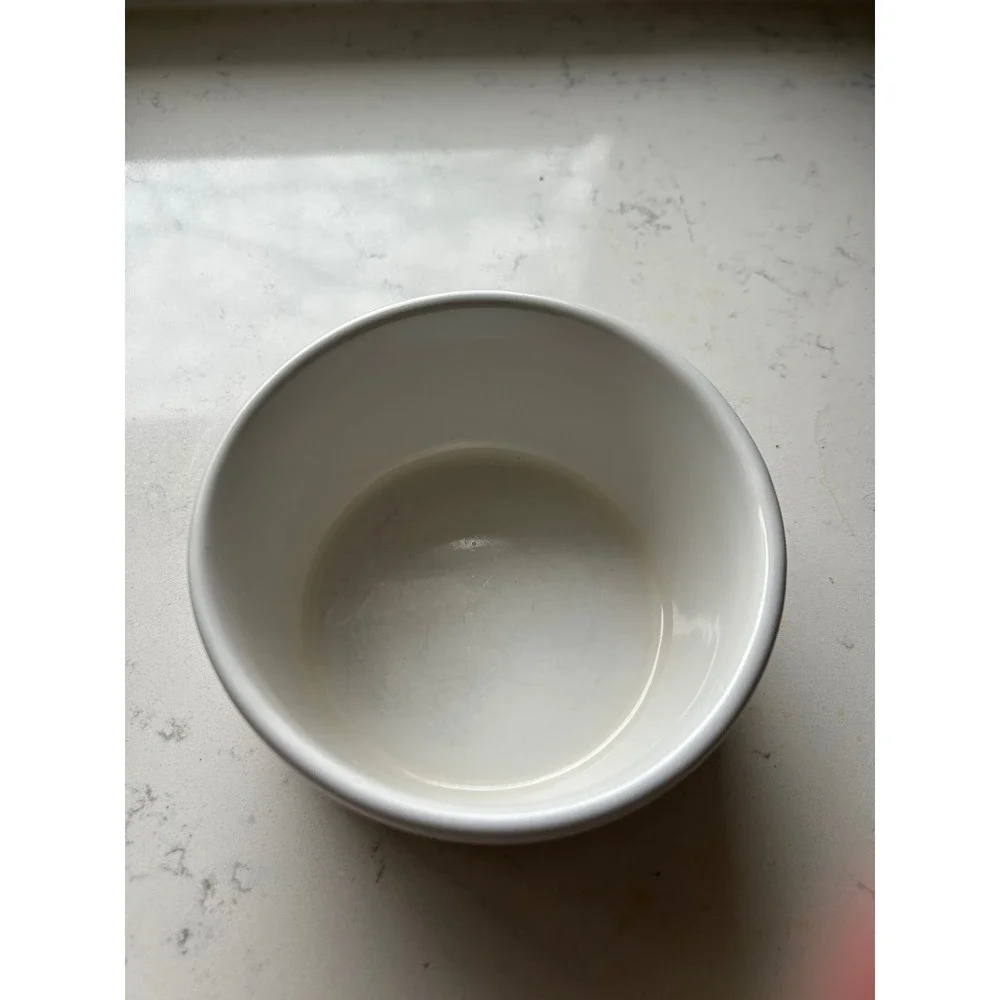 Dog bowl Clay Design White‎ Ceramic Bowl Blue Lettering Bone Appetite